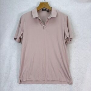 Theory Pink Short Sleeve Pique Polo Shirt Mens XL Quiet Luxury Minimalist Casual